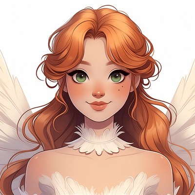 Redhead woman with fairy wings