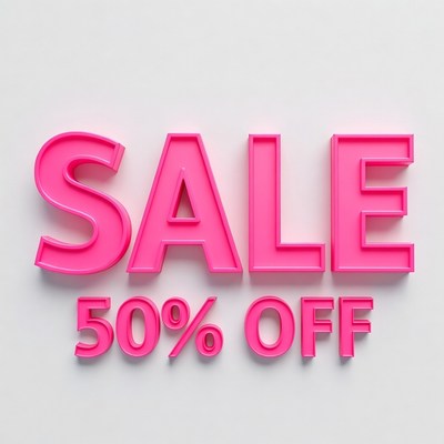 Pink 50% Off Sale Text