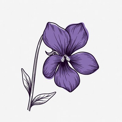 Purple Violet Flower Illustration