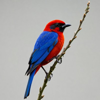 Red-headed Bluebird on Branch