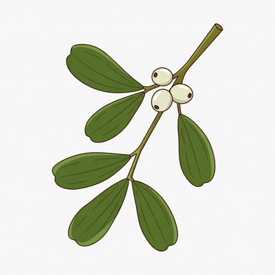 Mistletoe Branch with White Berries