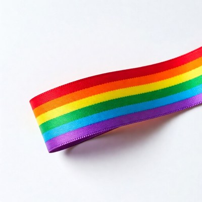 Rainbow Ribbon on White Background