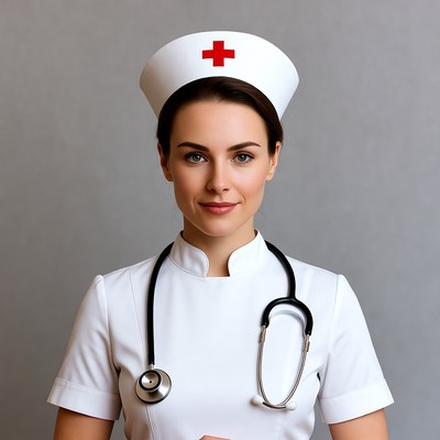 Nurse with stethoscope smiling