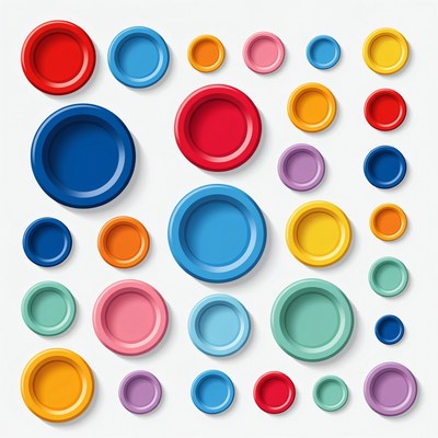 Colorful Round Buttons Set