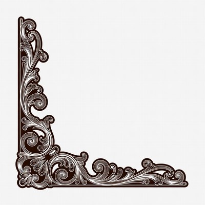 Ornate Black Floral Corner Border