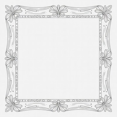 Ornate floral line art frame