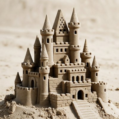 Detailed Sandcastle on Beach