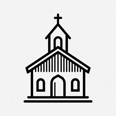 Line art church illustration
