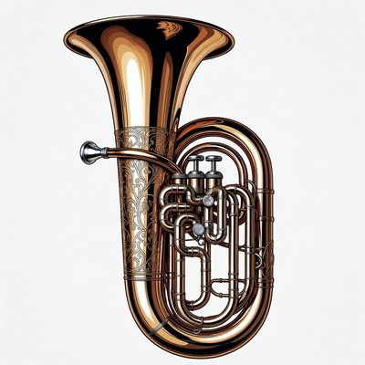 Ornate Brass Tuba Illustration
