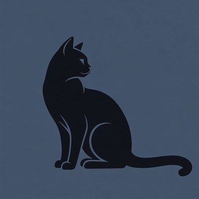 Black silhouette cat sitting