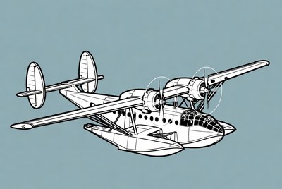 Twin-Engine Flying Boat Illustration