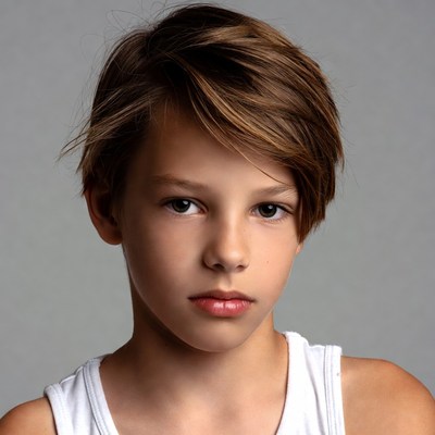 Young boy with short brown hair