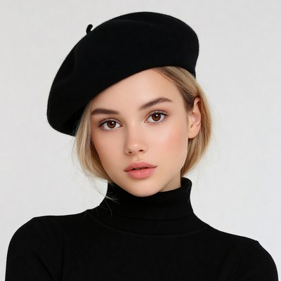 Woman wearing black beret