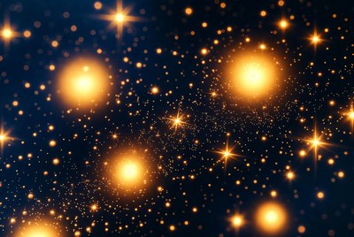 Bright Golden Stars in Night Sky