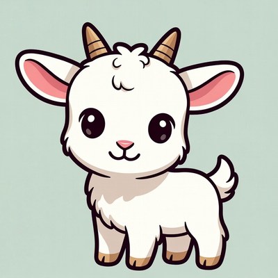 Cute white baby goat illustration
