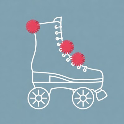 Roller Skate with Red Pom Poms