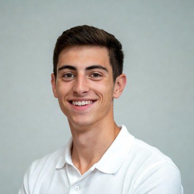 Smiling young man in white shirt