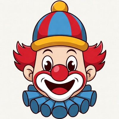 Cartoon Clown Smiling with Red Hair