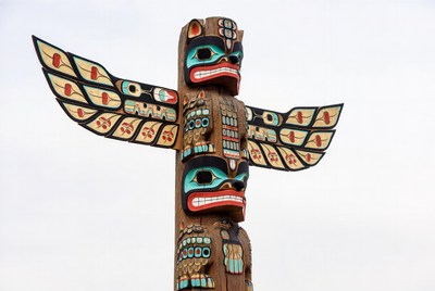 Colorful Totem Pole with Eagle Wings