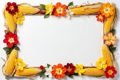 Corn and Flower Frame Border