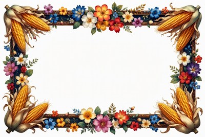 Corn and Flower Clip Art Border