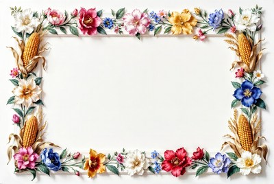 Floral Flower Corn Border Frame