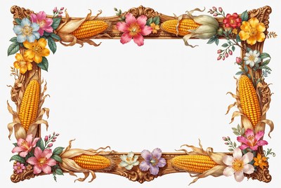 Ornate Corn and Flower Frame