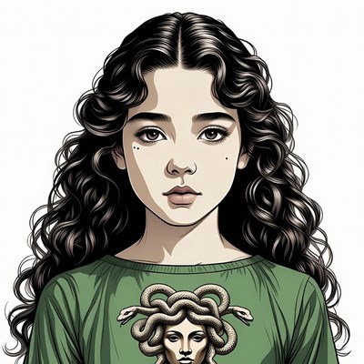 Asian girl with Medusa shirt