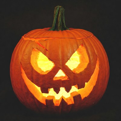 Lit Jack-o-Lantern Pumpkin