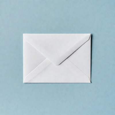 White envelope on blue background