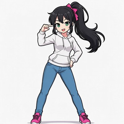 Anime girl posing with finger gun