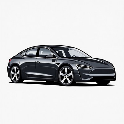 Black Tesla Model 3 illustration