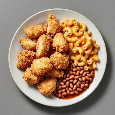 Chicken Tenders Mac and Cheese Beans