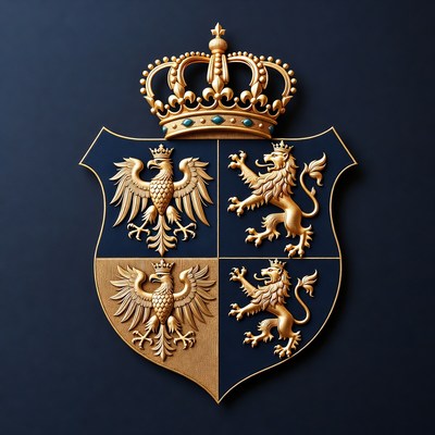 Gold Coat of Arms with Eagles and Lions