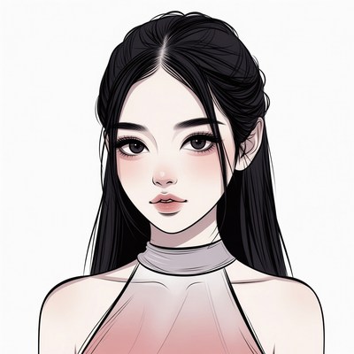 Anime girl with long black hair