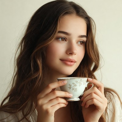 Woman holding teacup