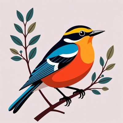 Colorful bird perched on branch