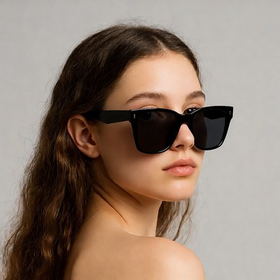 Woman wearing black sunglasses