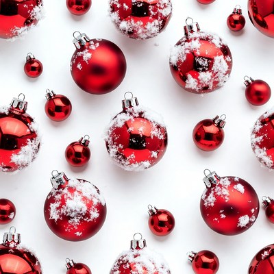 Red Snowy Christmas Ornaments