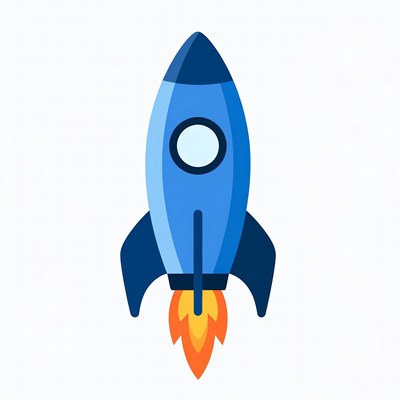 Blue Rocket with Flames