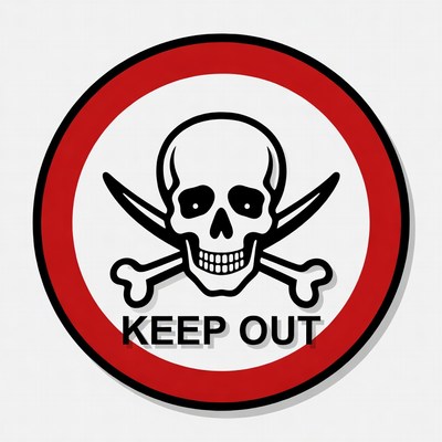 Keep Out Skull Crossbones Sign