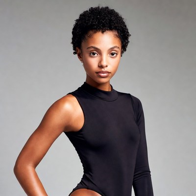 African-American woman in black bodysuit