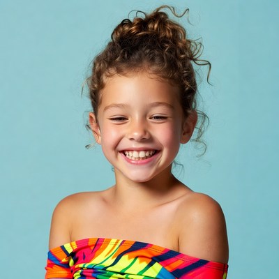 Smiling girl with curly hair