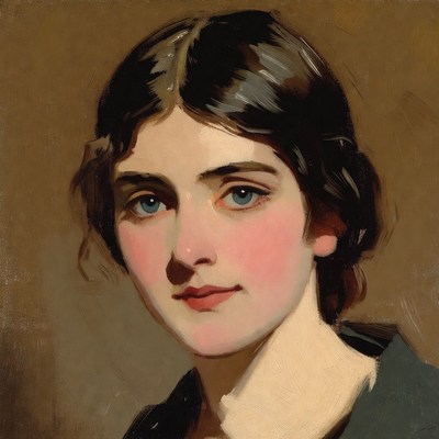Portrait of young woman with blue eyes