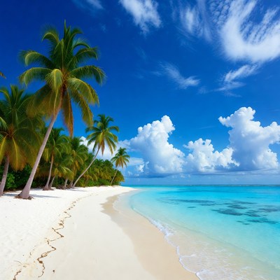 Tropical beach with palm trees