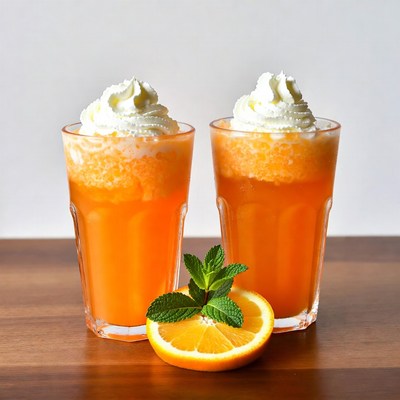 Two Orange Smoothies with Whipped Cream