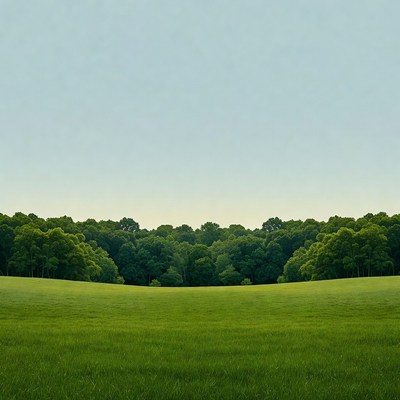 Green meadow with tree line