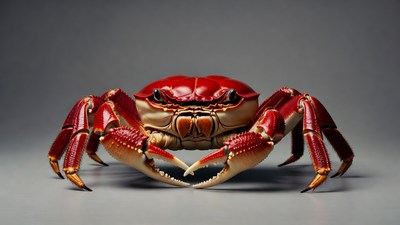 Red crab with raised claws