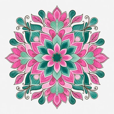 Colorful Pink Green Mandala Illustration