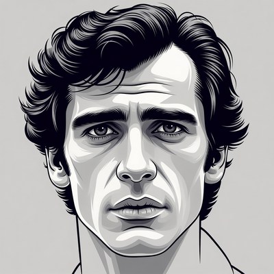 Man with curly black hair portrait